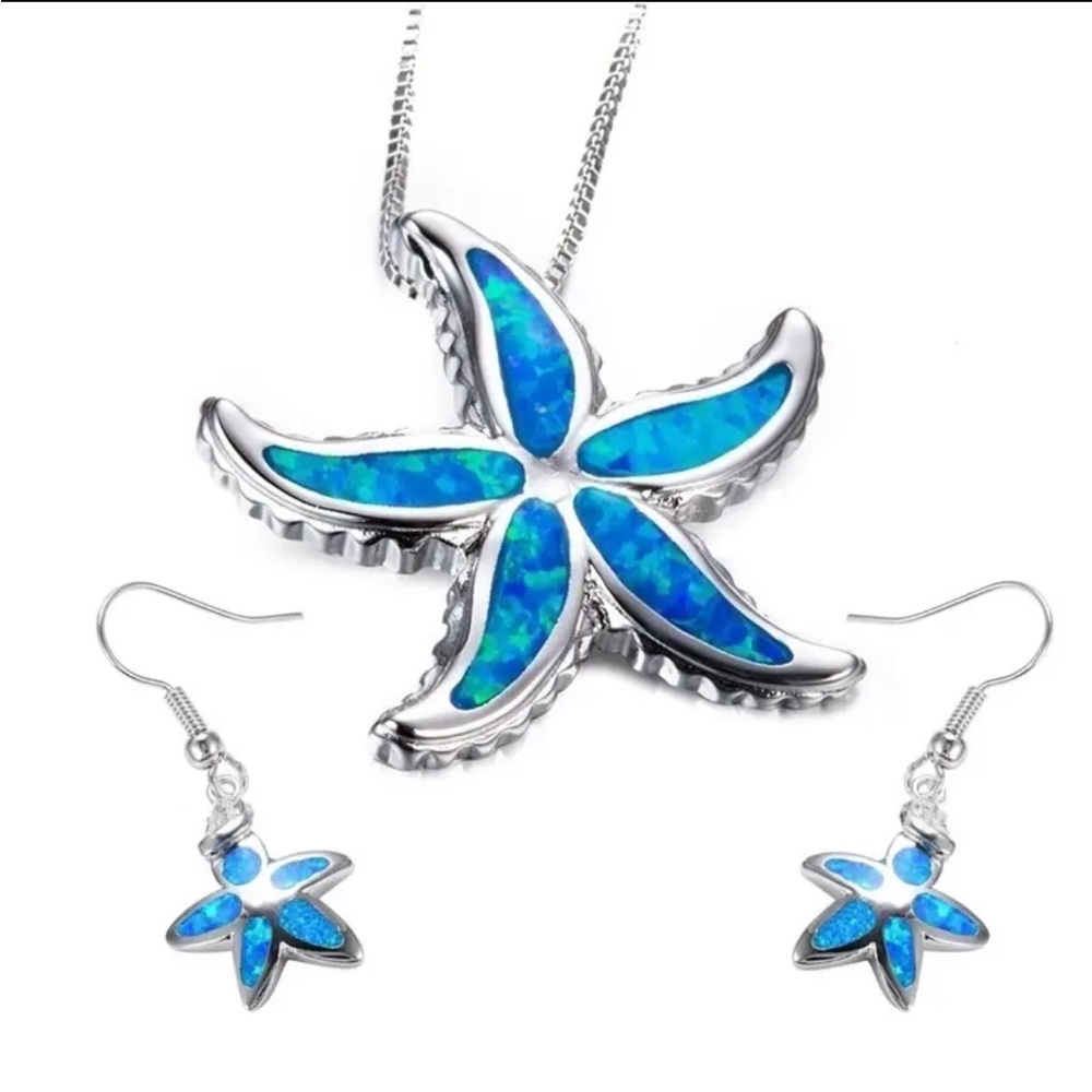 Blue Starfish Necklace Set